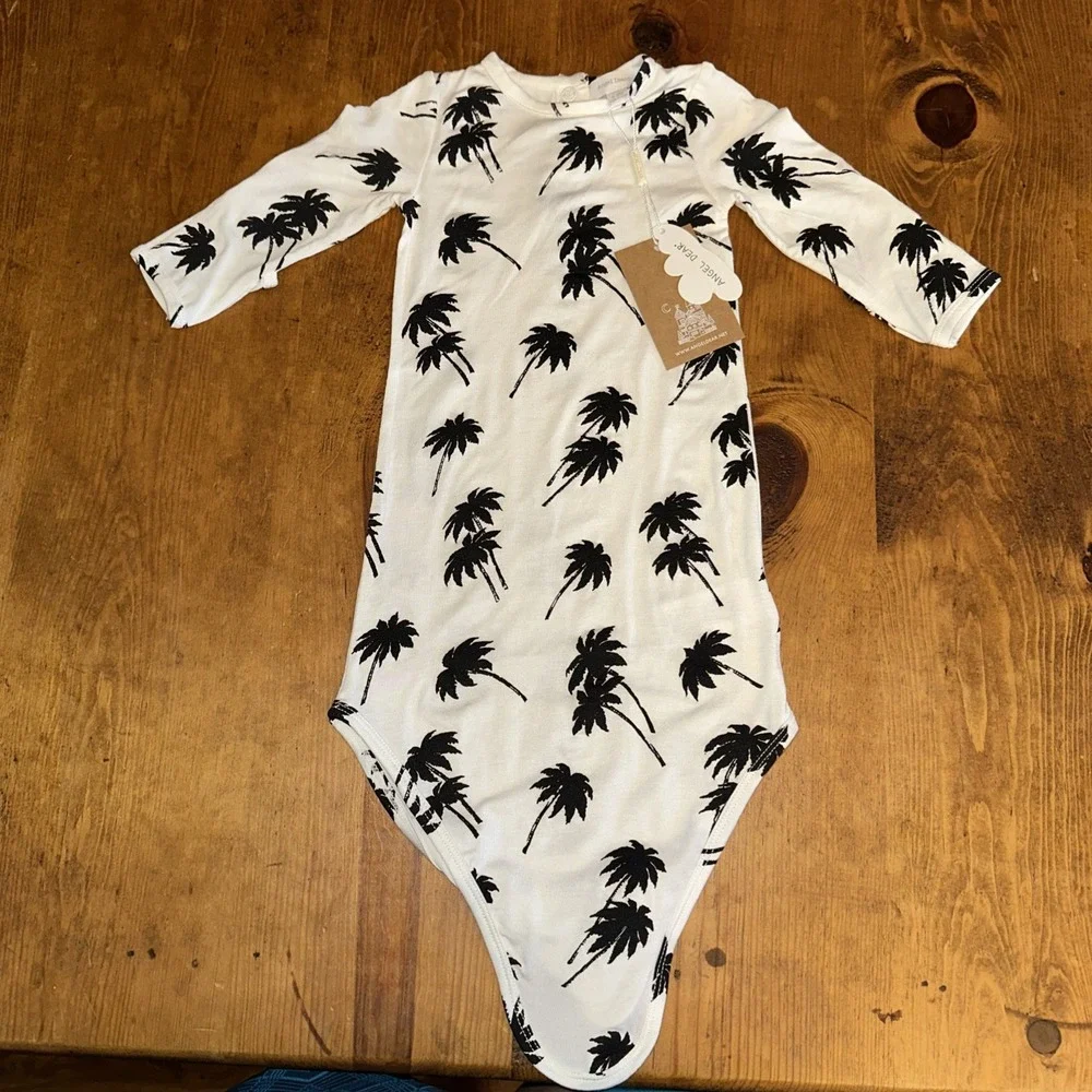 ANGEL DEAR Bamboo Sleeper Gown 0-3 Months Palm Trees NWT